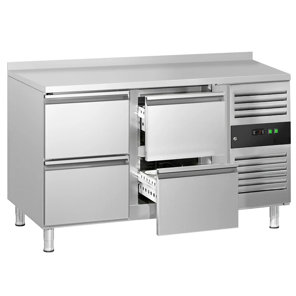 Chladicí stůl ECO - 1360x700mm - so 4 zásuvkami - zadní lem