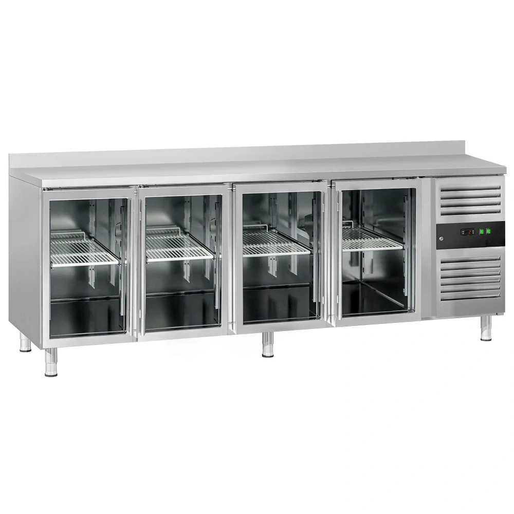 Chladicí stůl ECO - 2230x700 mm - se 4 skleněnými dveřmi - zadní lištou