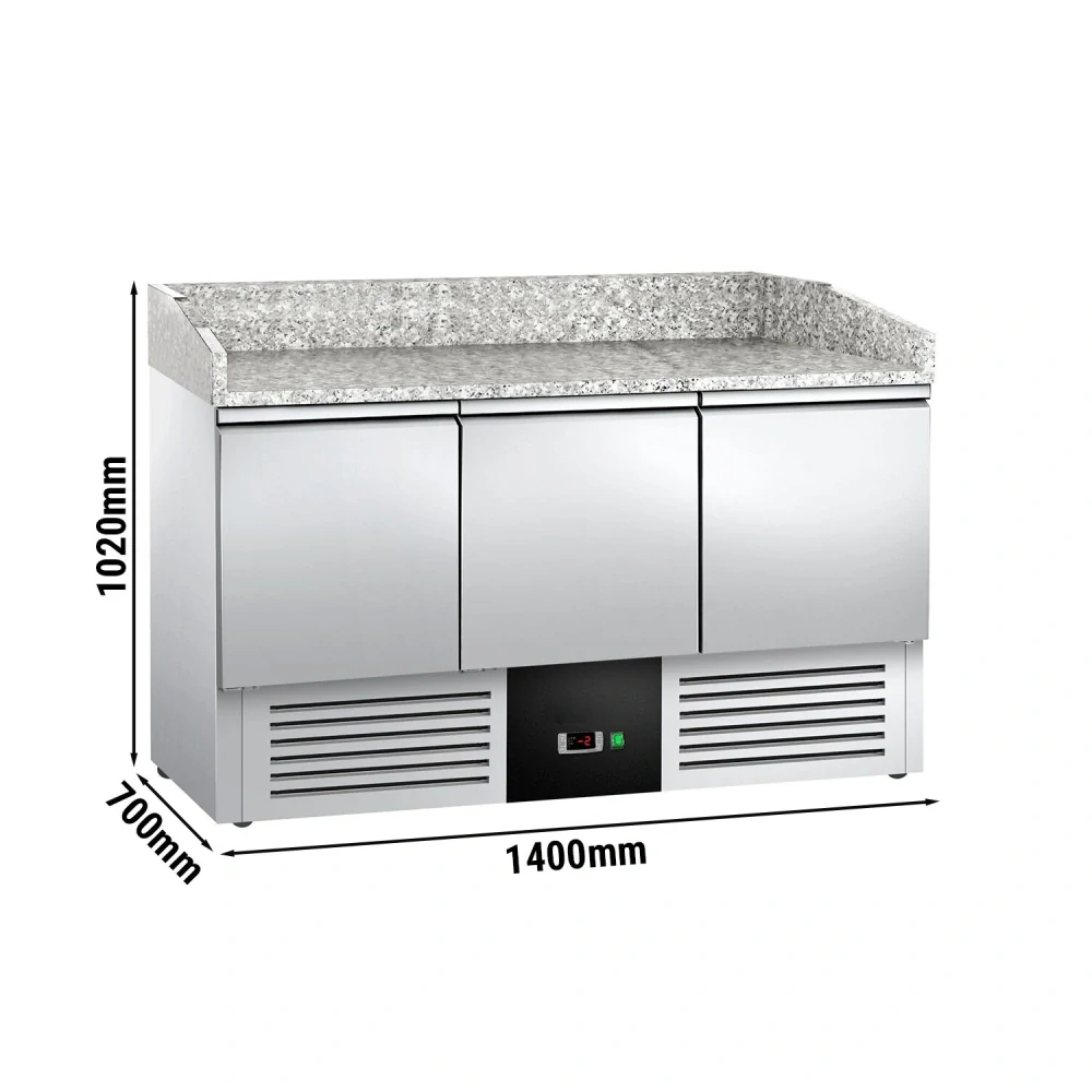 Chladicí stůl na pizzu PREMIUM - 1400x700 mm - se 3 dveřmi