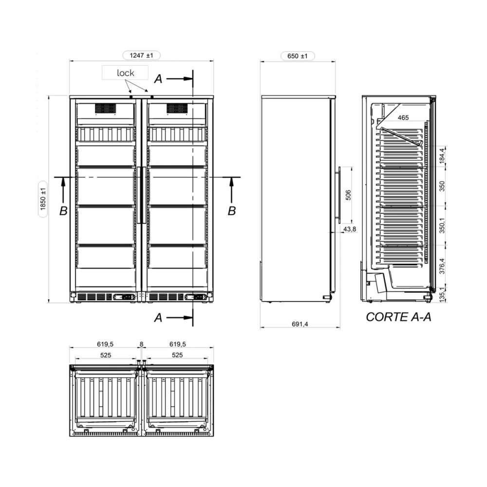 Vinotéka / Chladnička na víno - 1 klimatická zóna - 800 l - max. 144 lahví