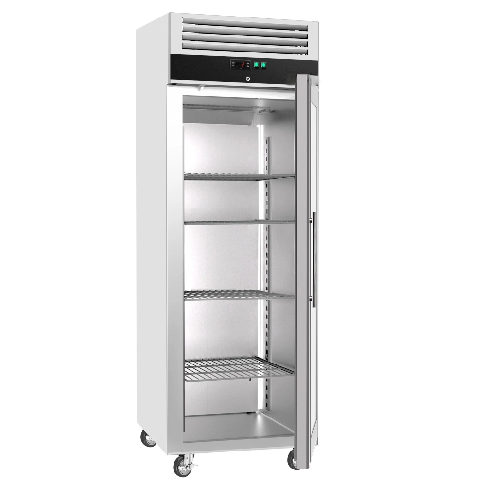 Nerezová skladovací lednice ECO - 600 L - s 1 skleněnými dveřmi