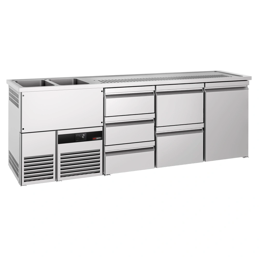 Výčepní pult PREMIUM - 2500x700 mm - 1 dveře & 5 zásuvek