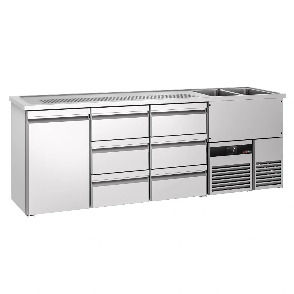 Výčepní pult PREMIUM - 2500x700 mm - 1 dveře & 6 zásuvek