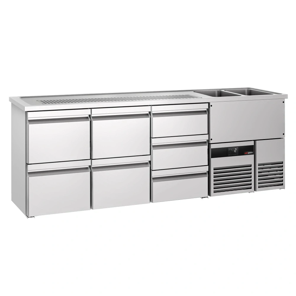 Výčepní pult PREMIUM - 2500x700 mm - 7 zásuvek