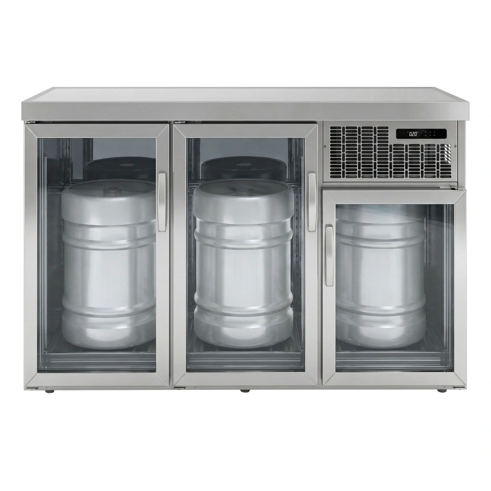 Chladič na sudy - 3x50 L sudy - 1600x600 mm - Se 3 skleněnými dveřmi