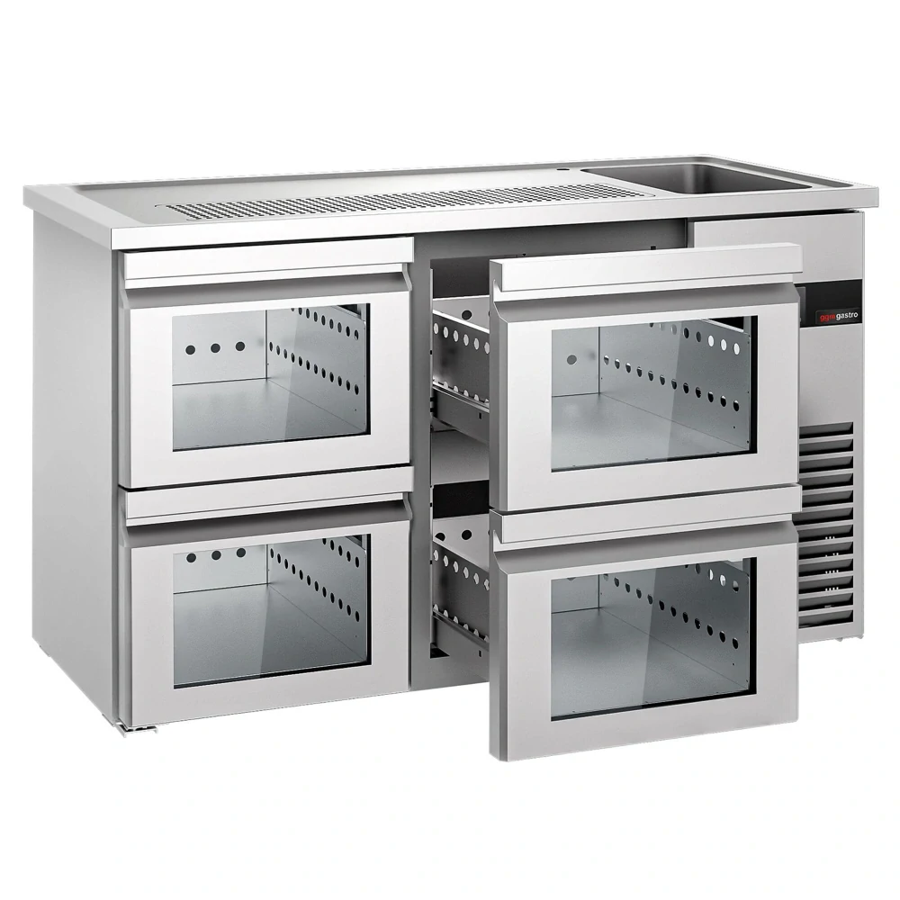 Výčepní pult PREMIUM - 1550x700 mm - 4 Skleněné zásuvky