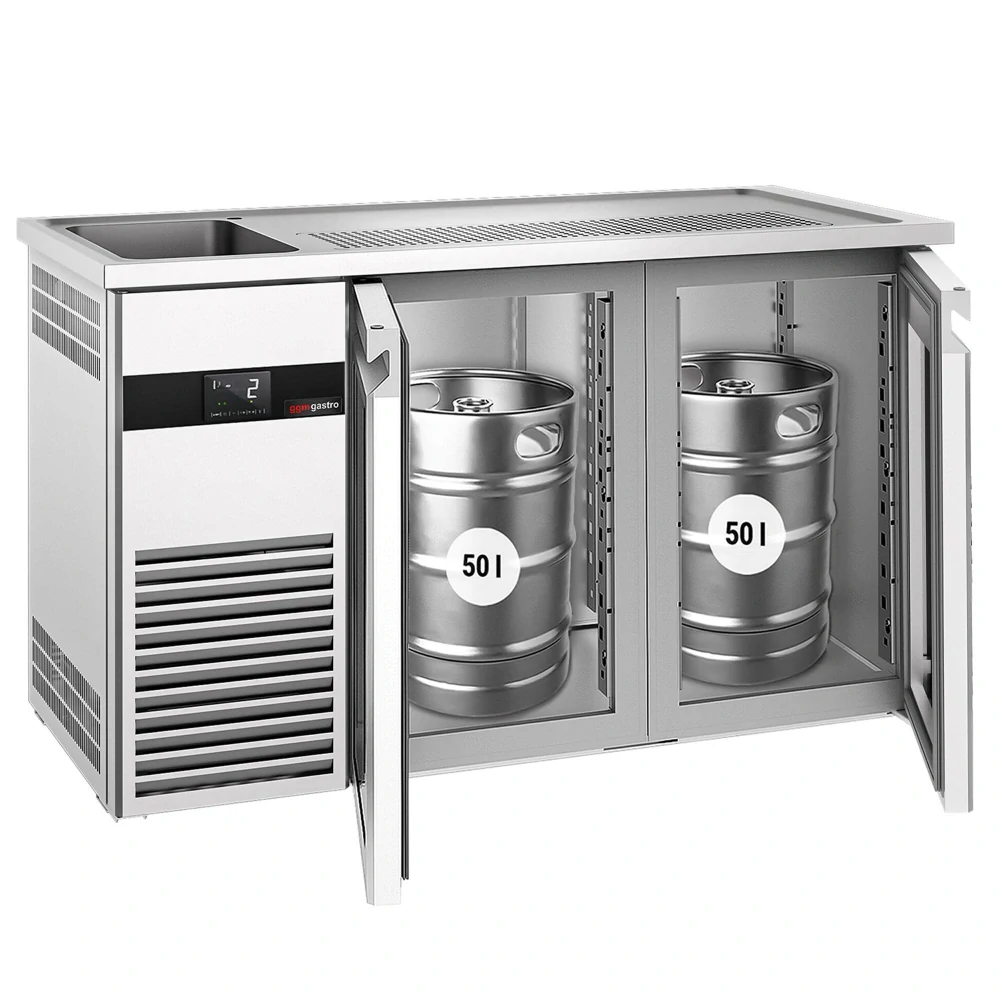 Výčepní pult PREMIUM - 1550x700 mm - 2 skleněné dveře