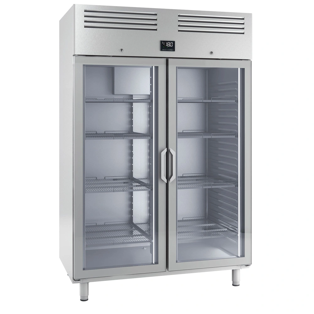 Nerezová mrazicí skříň Premium PLUS - GN 2/1 - 1240 L - se 2 skleněnými dveřmi
