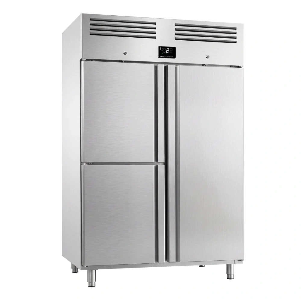 Nerezová chladicí skříň PREMIUM PLUS - GN 2/1 - 1385 mm - 1240 l - až +8 °C - s 3 dveře - Digitální termostat; Samozavírací dveře; Ventilované…