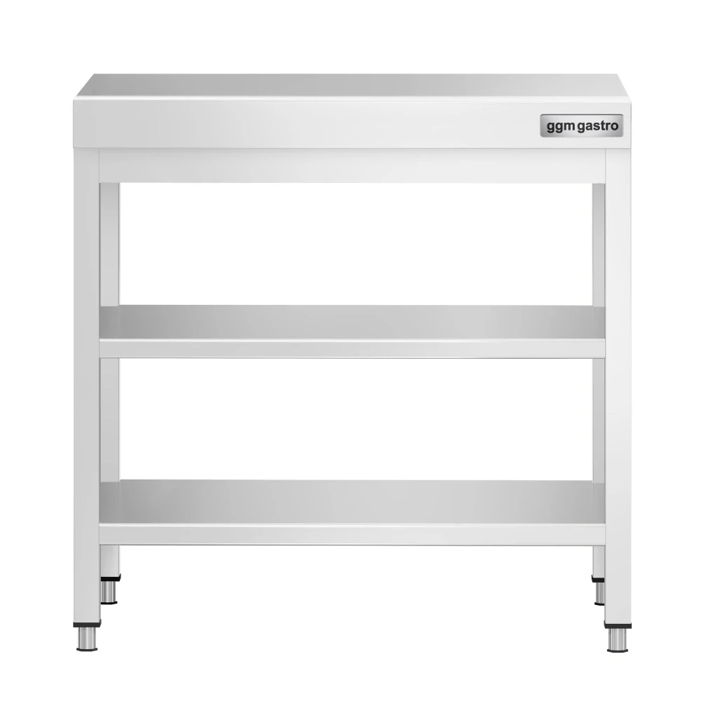 Nerezový pracovní stůl PREMIUM - 600x700 mm - se spodní policí & mezipolicí