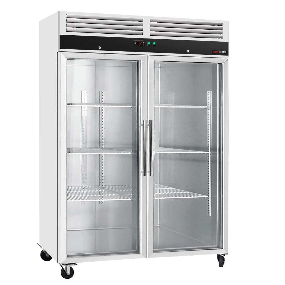 Nerezová mrazicí skříň ECO - 1200 L - Se 2 prosklenými dveřmi