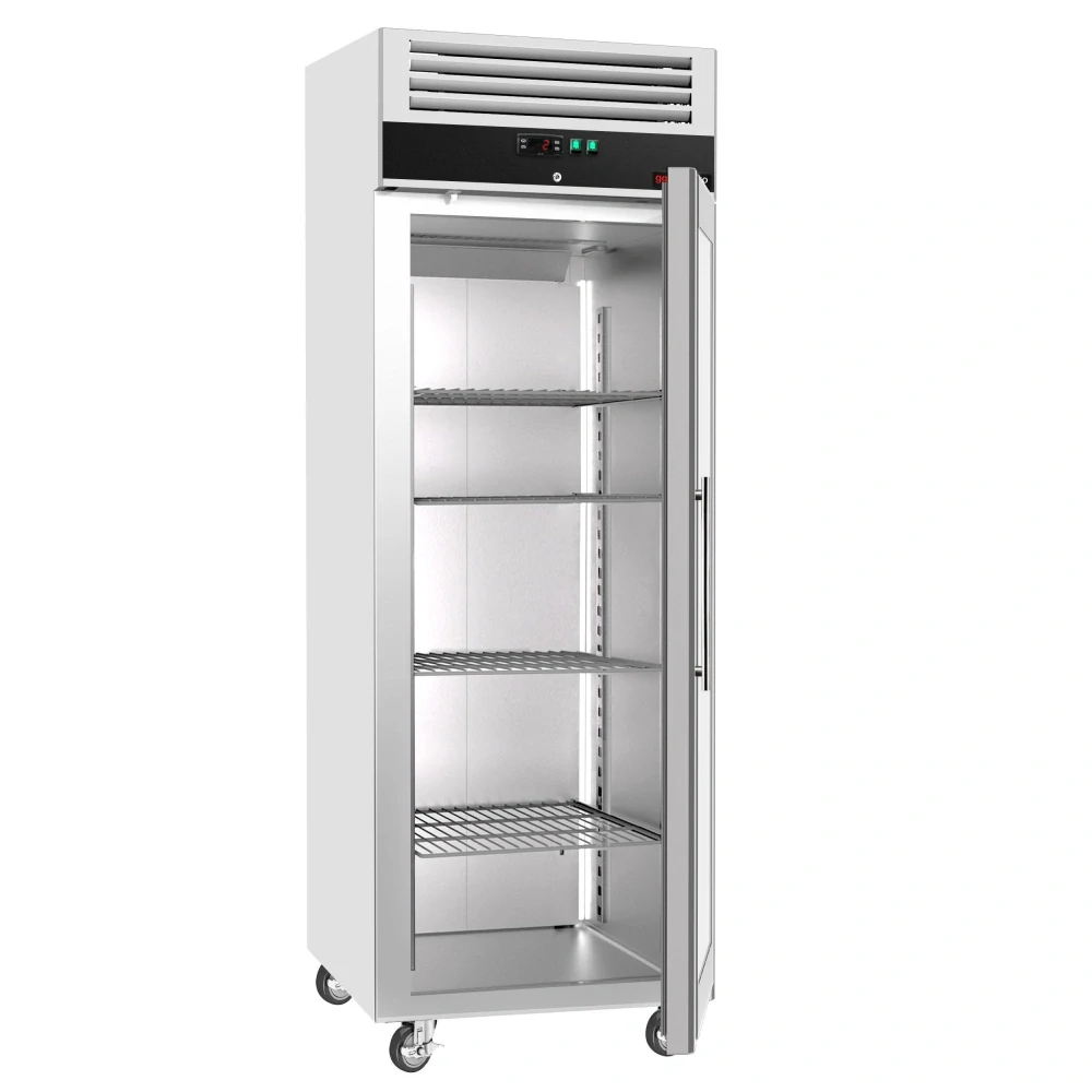 Nerezová skladovací lednice ECO - 600 L - s 1 skleněnými dveřmi