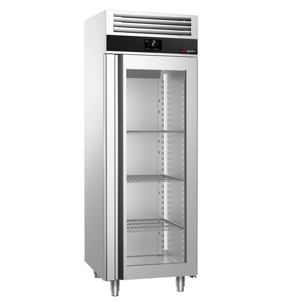 Nerezová skladovací lednice PREMIUM - 700 L - s 1 prosklenými dveřmi