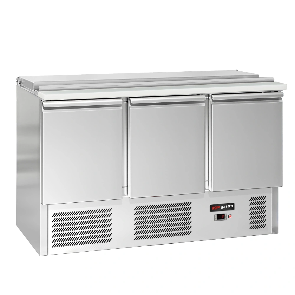 Saladeta ECO - 1368 mm - 3 dveře - s nerezovým krytem pro 4x GN 1/1 - černá přední strana