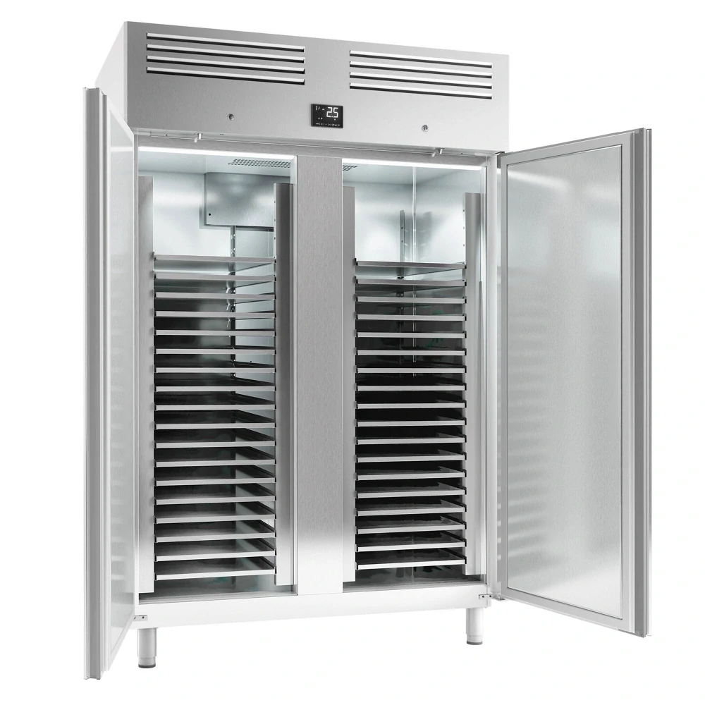Nerezový pekárenský mrazák Premium PLUS - EN 600x400 - 1240 L - se 2 dveřmi