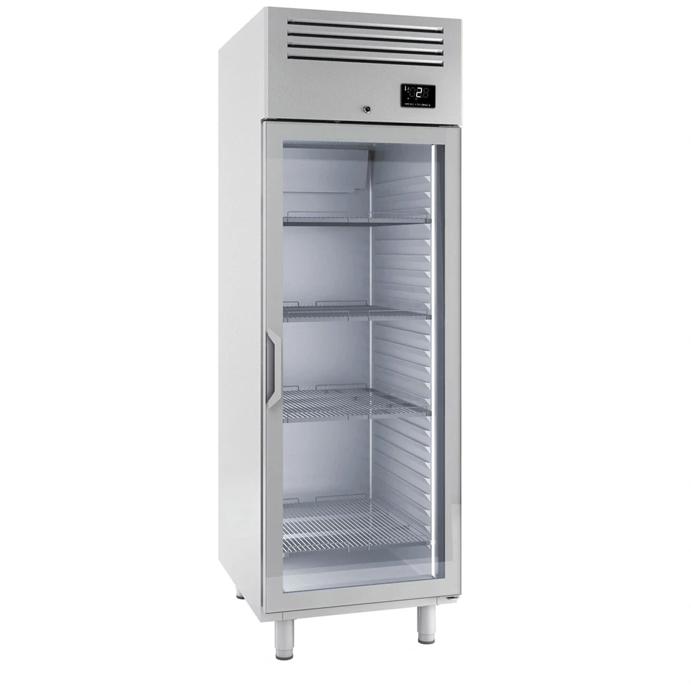Nerezová mrazicí skříň Premium PLUS - GN 2/1 - 560 L - s 1 skleněnými dveřmi