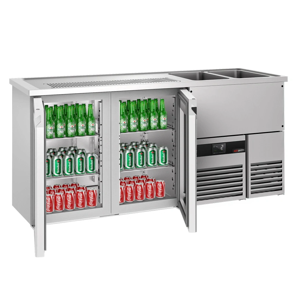Výčepní pult PREMIUM - 1950x700 mm - 2 skleněné dveře