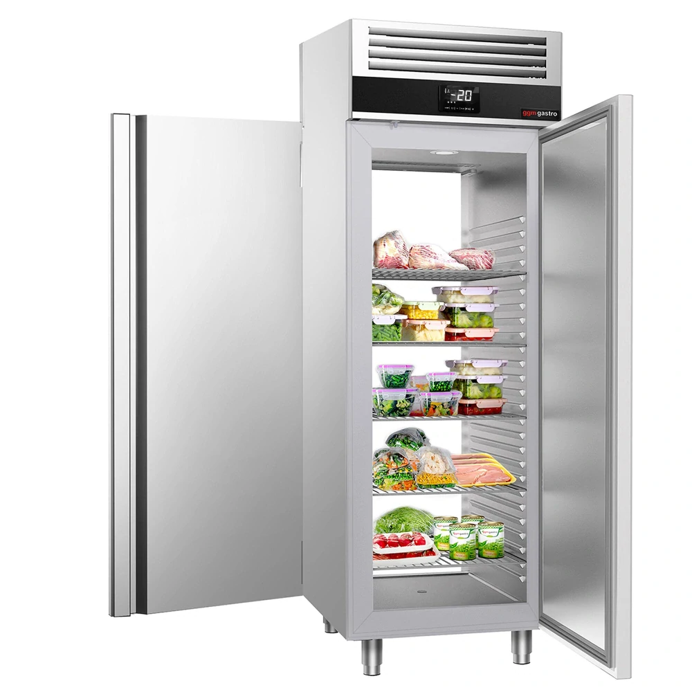 Mrazák Nerezová ocel PREMIUM - GN 2/1 - 700 mm - 1460 l - až -22 °C - s 1 dveře vpředu a 1 dveře vzadu - Digitální termostat; Ventilované chlazení;…