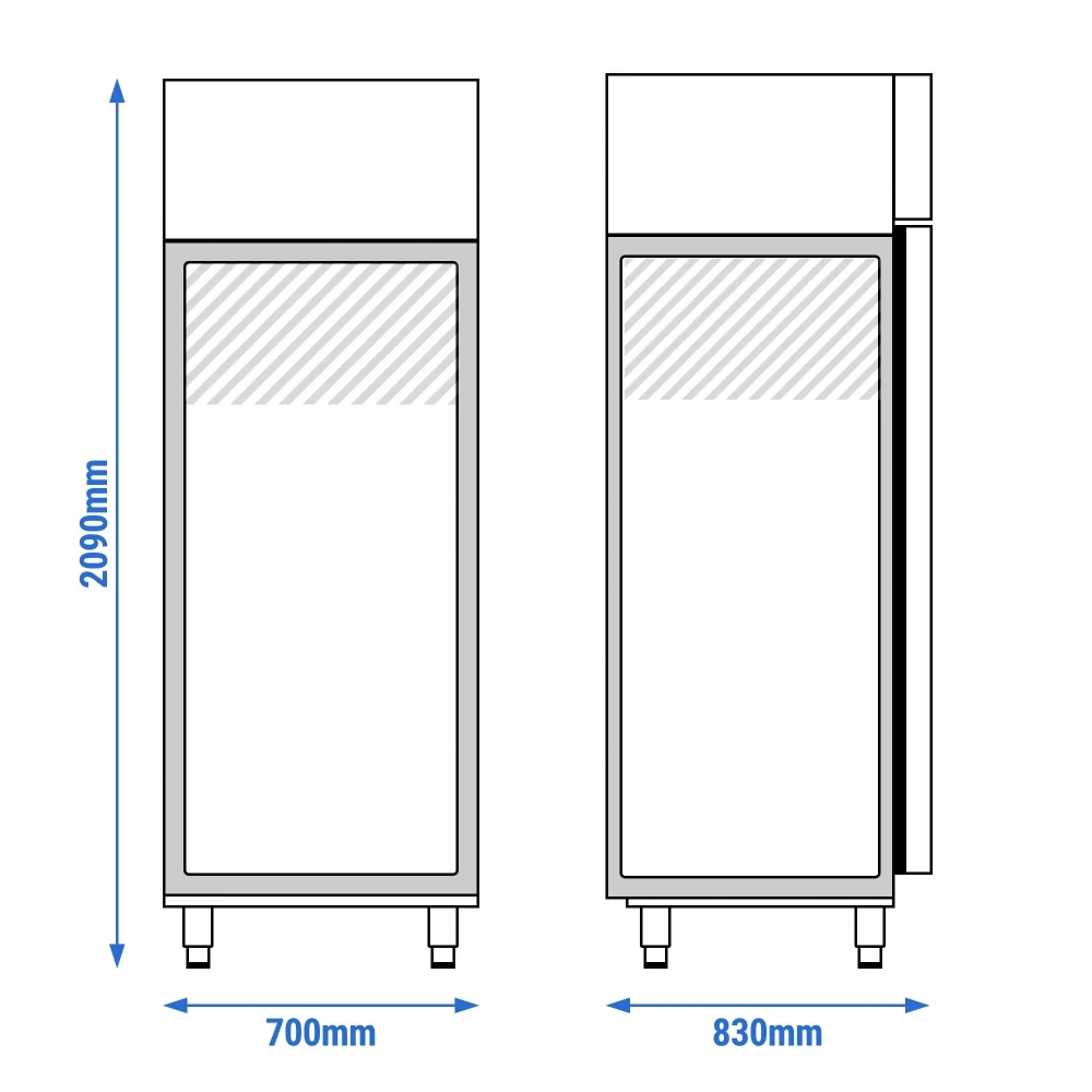 Bakery Fridge Stainless steel PREMIUM PLUS - EN 600x400mm - 585L - with 1 glass door