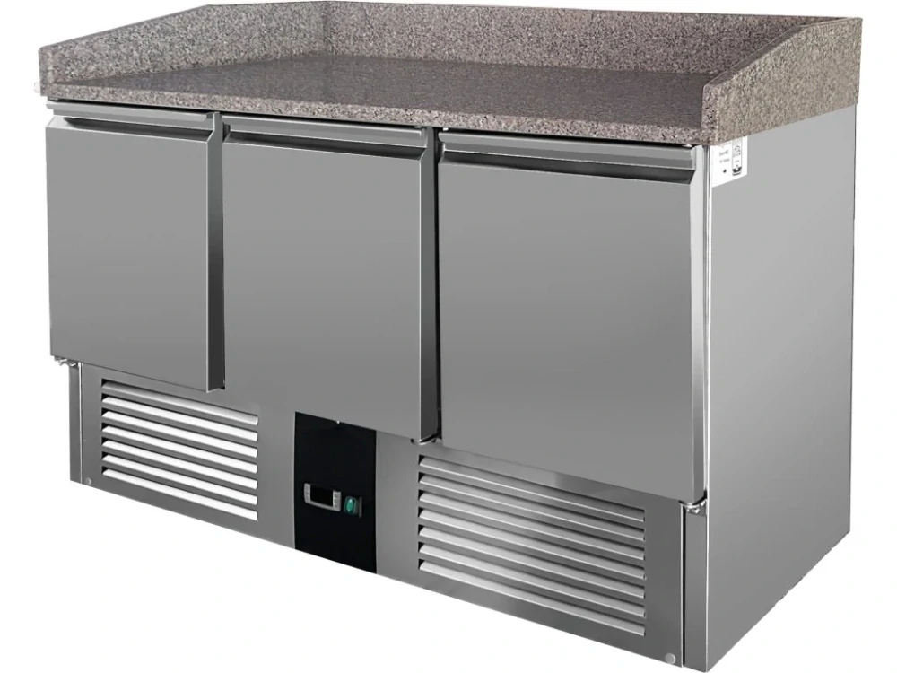 Chladící stůl na pizzu - 1,4 x 0,7 m - se 3 dvířky