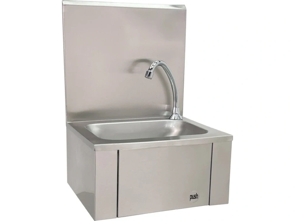 Ruční umyvadlo nerezové, s kolenním ovládáním - 400x340x(200+385) cm
