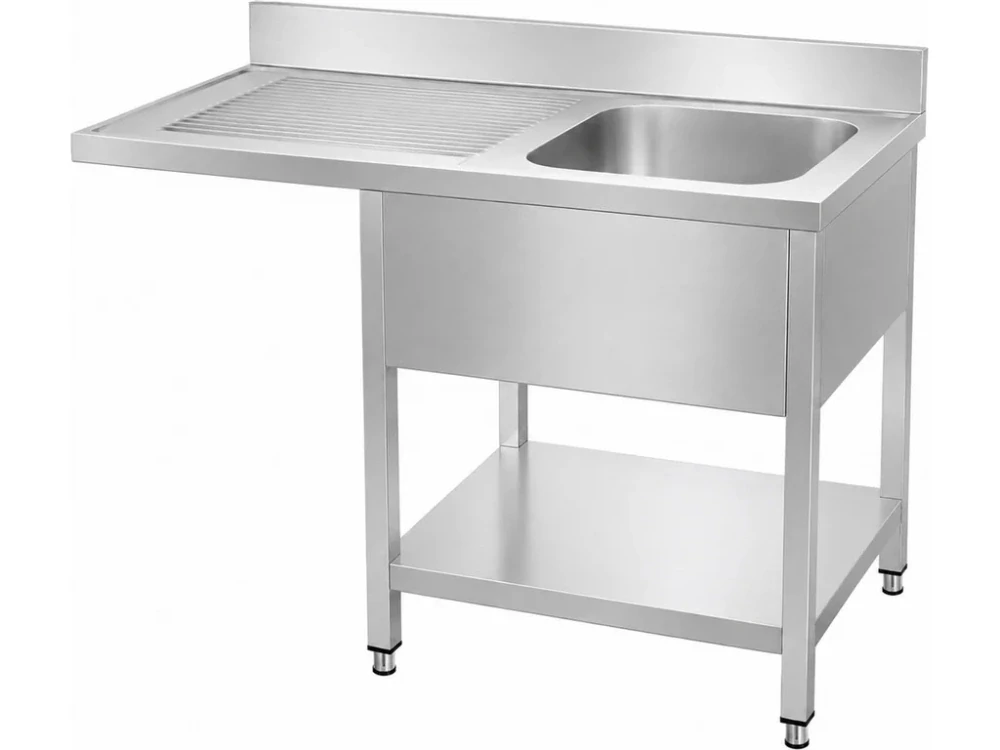 Nerezový dřez k myčce nádobí - 1 000 mm - 1 dřez vpravo - hloubka 600 mm