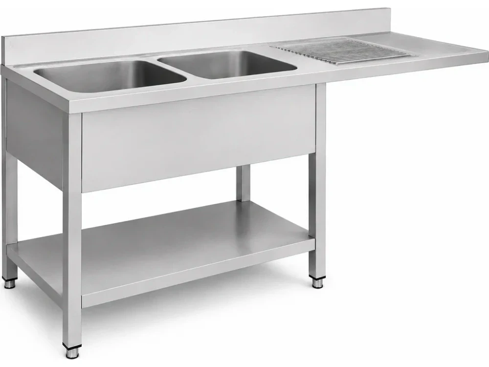 Dřezový stůl k myčce nádobí - 1 800 mm - 2 dřez vlevo - hloubka 600 mm