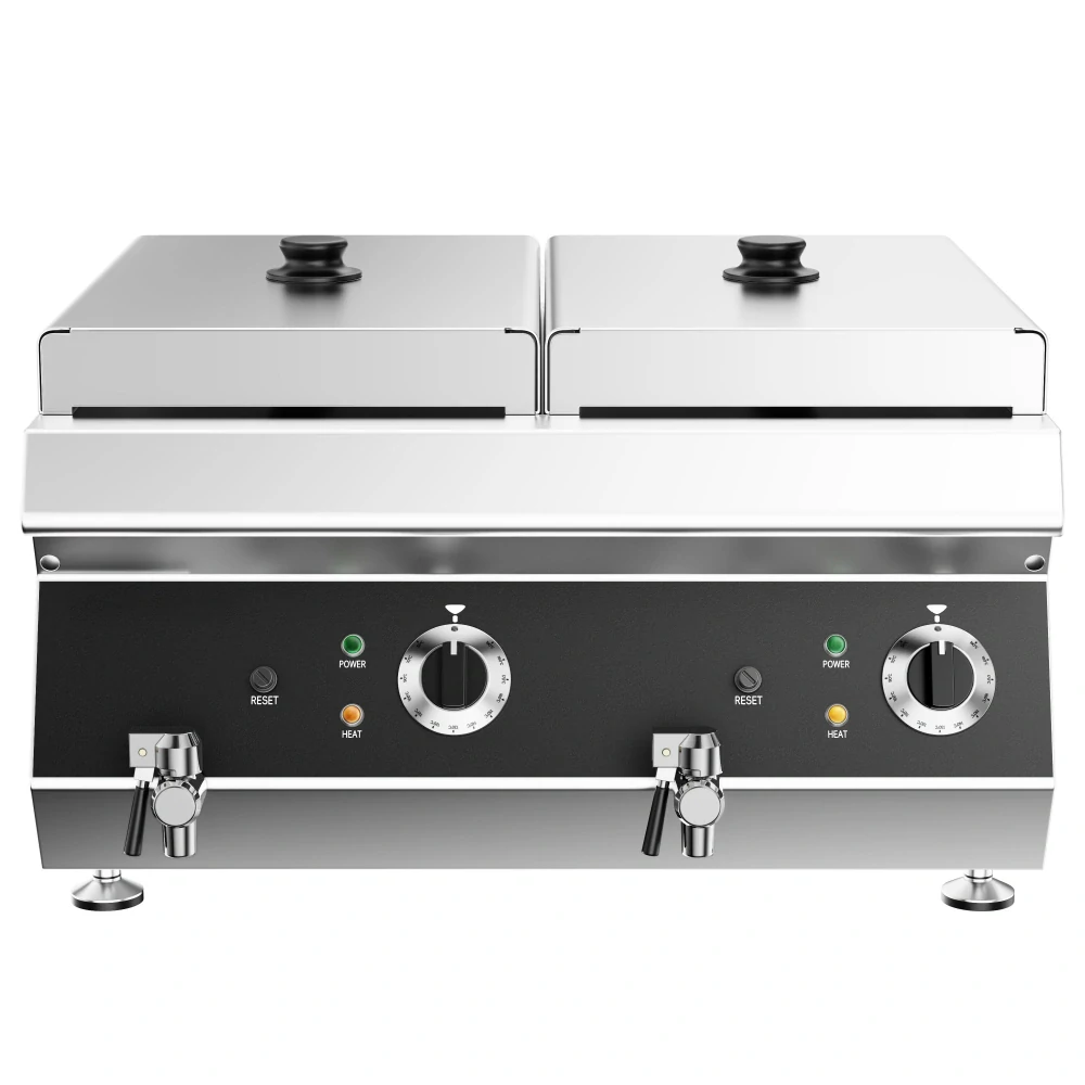 Dvojitá fritéza - 600 mm - 13+13 litrů - 9 kW - s vypouštěcím kohoutem