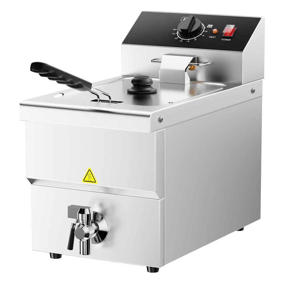 Elektrická fritéza - 300 mm - 8L - 3,25 kW - s vypouštěcím kohoutem