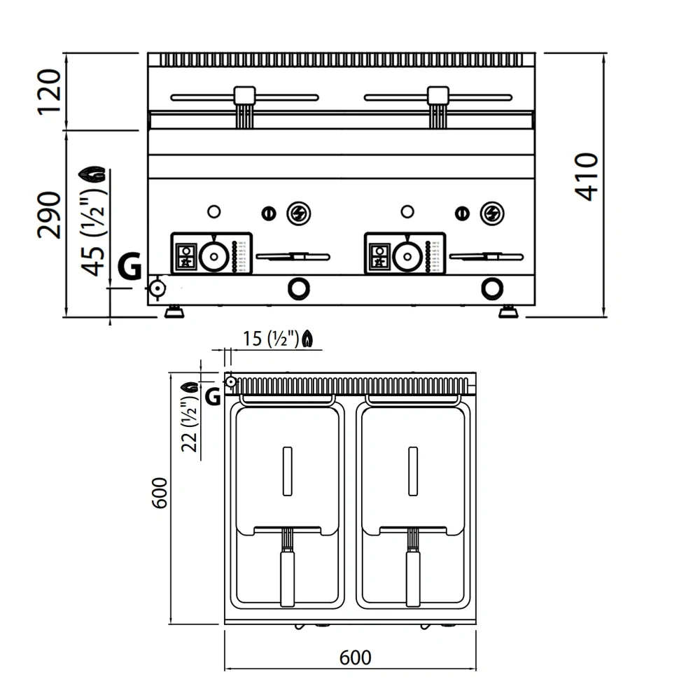 Plynová fritéza - 8+8L - 13,2 kW