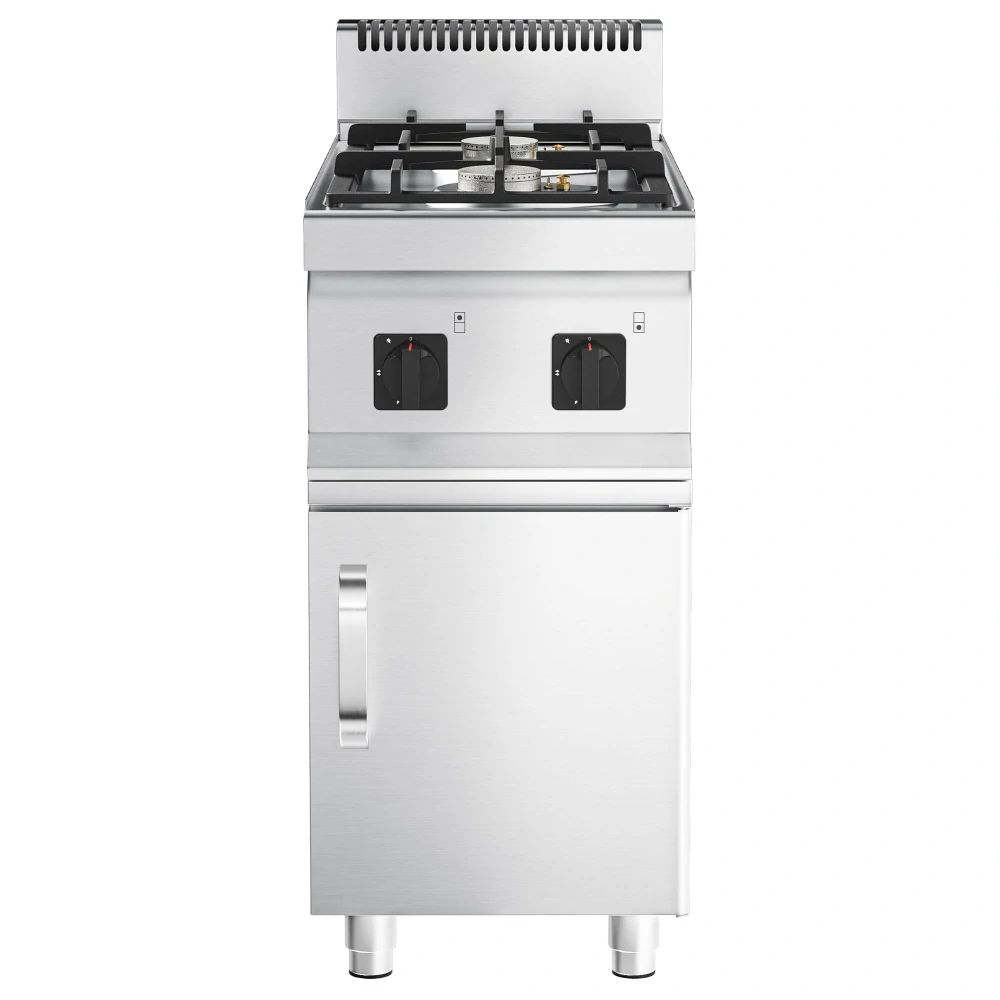 Plynový sporák - 2 hořáky (7 KW) s pilotním plamenem - vč. spodního dílu s 1 dveřmi