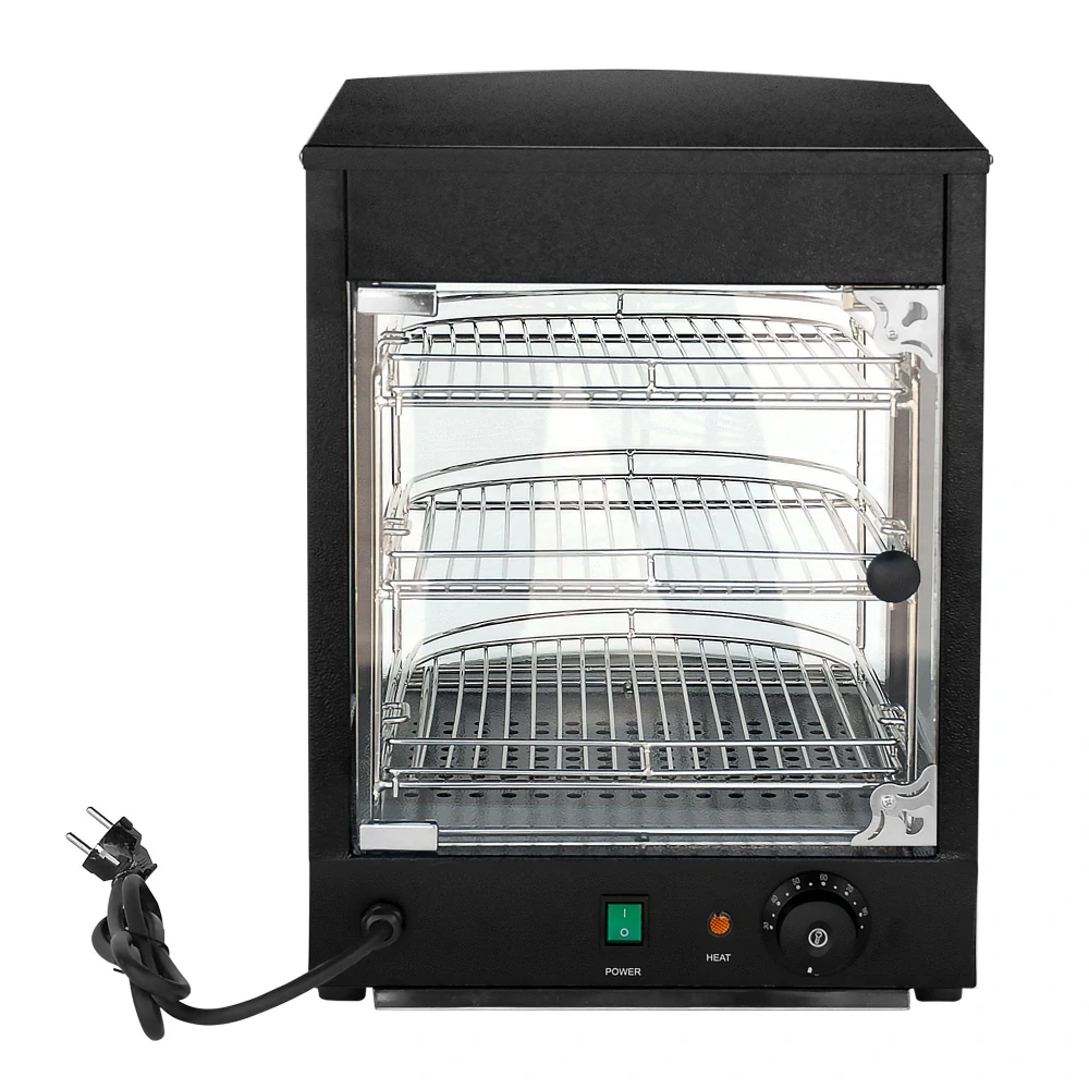 Ohřevná vitrína - 3 police - černá - 30 °C až 85 °C