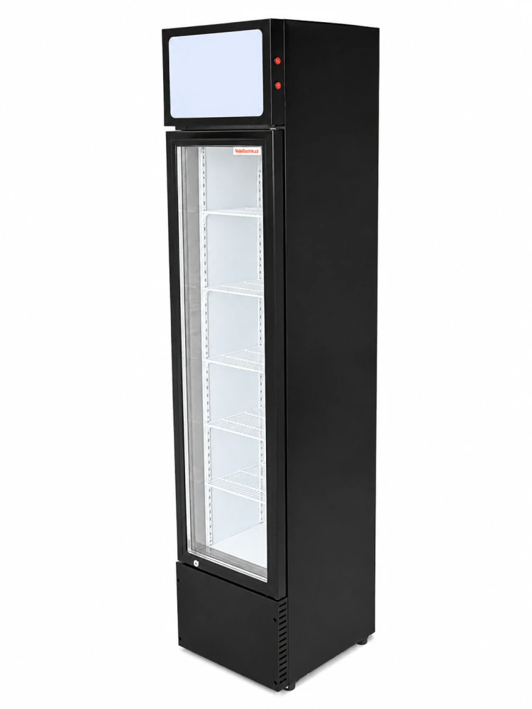 Prosklená chladicí lednice SLIM 160 l – úzká gastro lednice s LED osvětlením