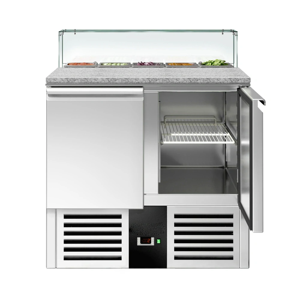 Saladeta PREMIUM - 900 mm - 2 dveře - se skleněným nástavcem pro 5x GN 1/6