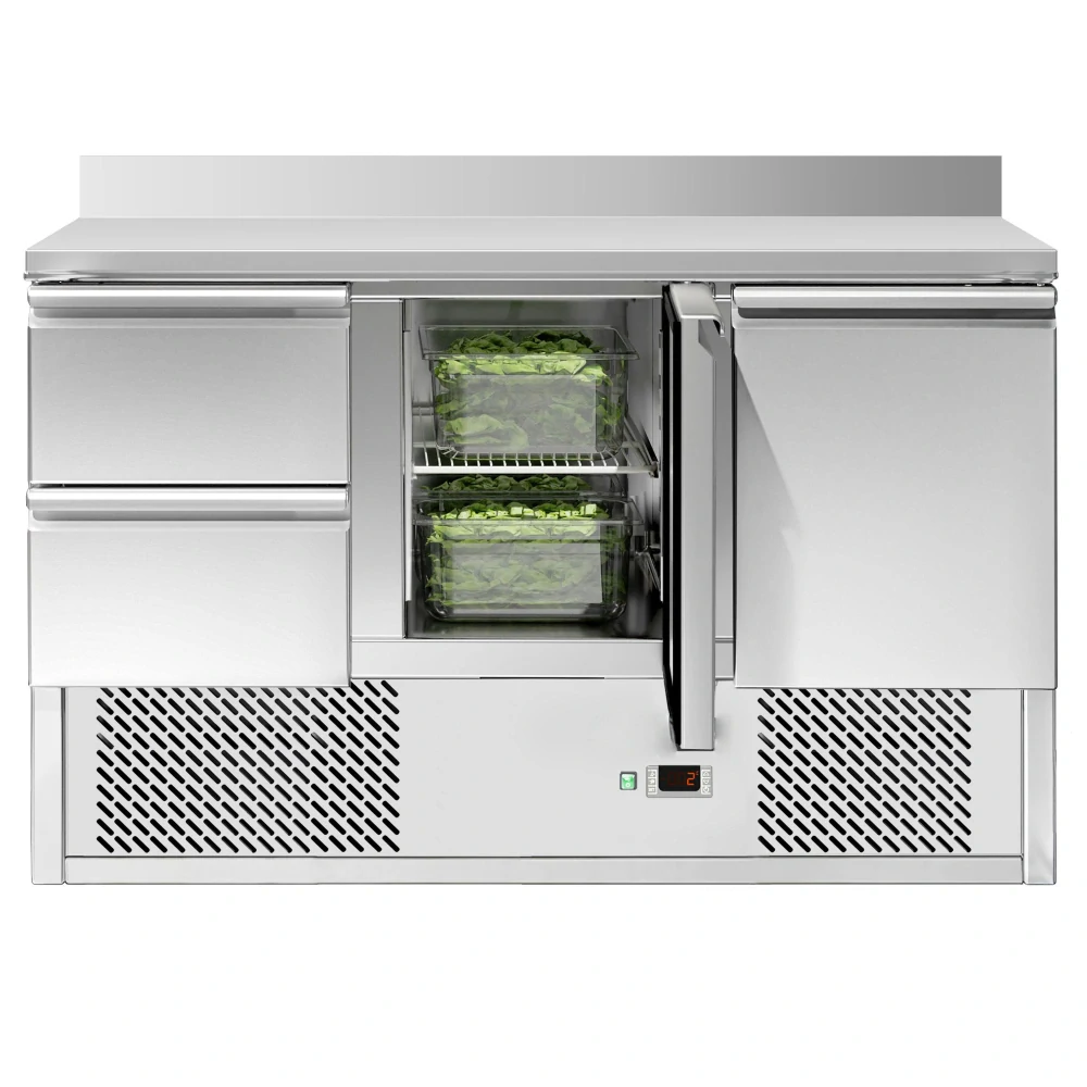 Chladicí stůl ECO - 1370x700 mm - Se 2 dveřmi - zadní lištou
