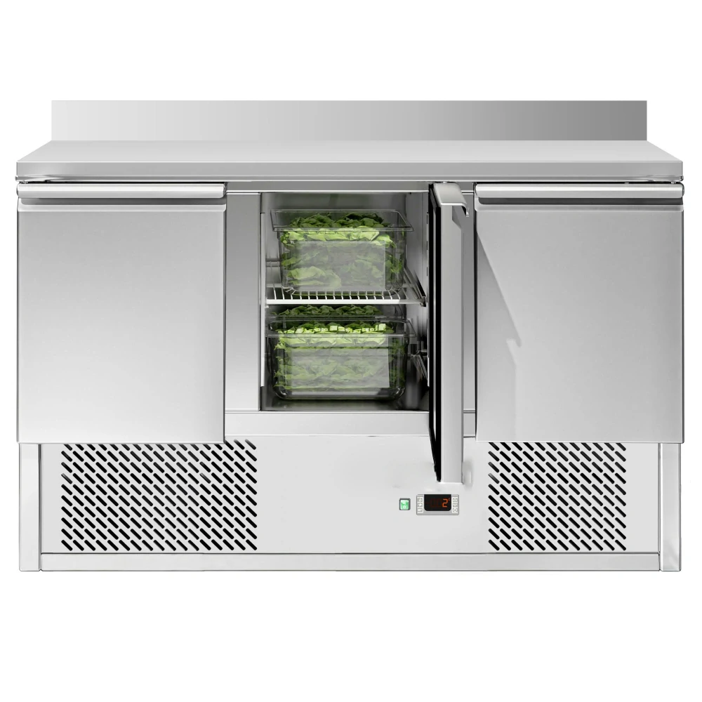 Chladicí stůl ECO - 1370x700 mm - se 3 dveřmi - zadní lištou