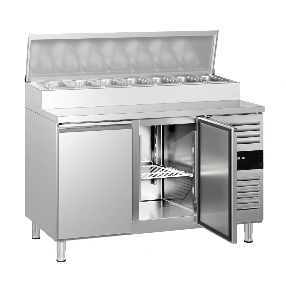 Přípravný chladicí stůl PREMIUM - 1510 mm - 2 dveře - pro 8× GN 1/3