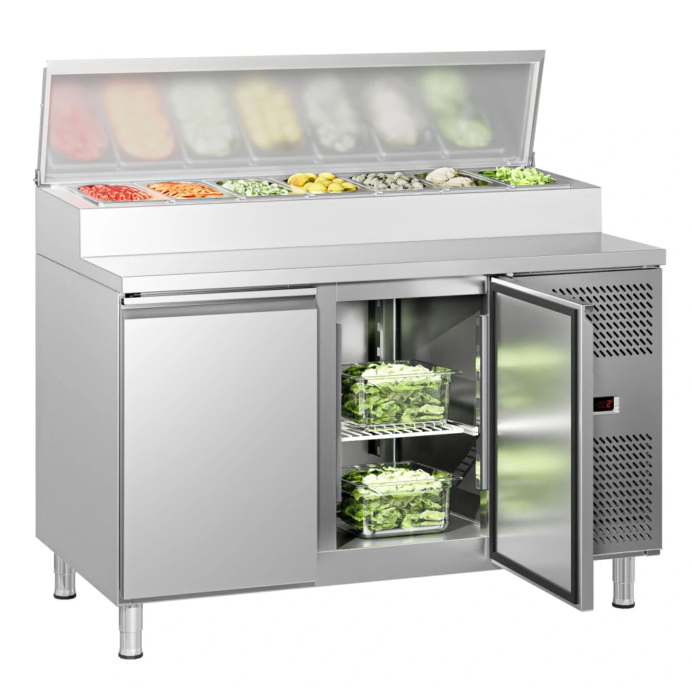 Přípravný stůl ECO - 1360mm - 2 dveře - pro 7× GN 1/3