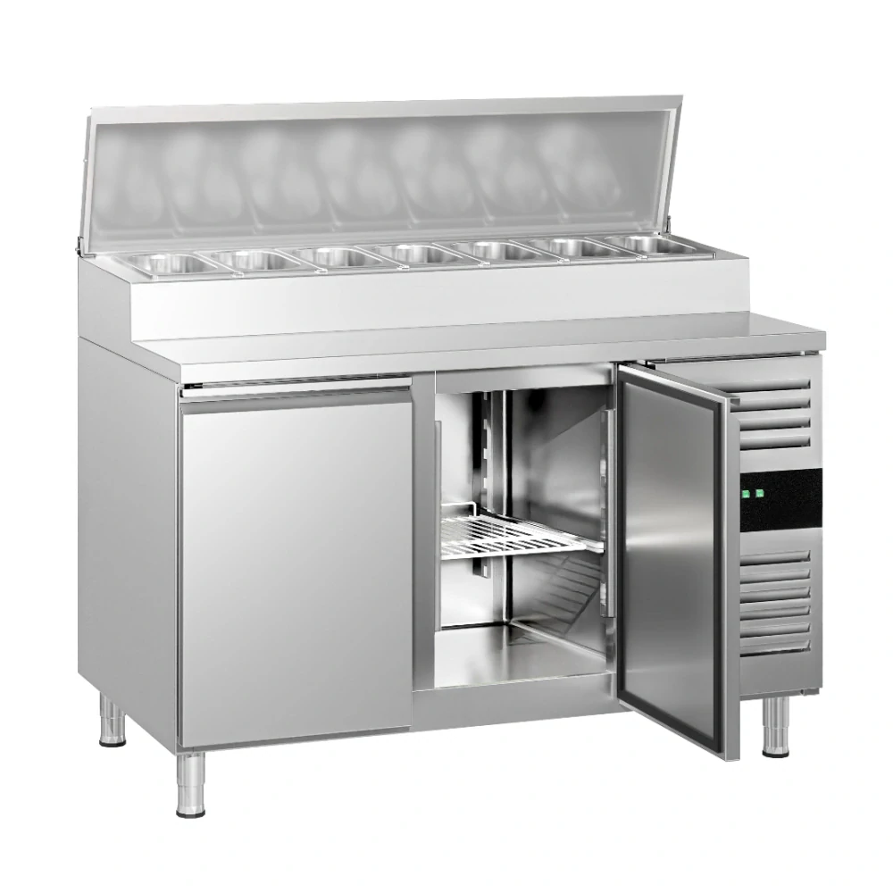 Přípravný stůl PREMIUM - 1360 mm - 2 dveře - Pro 7× GN 1/3