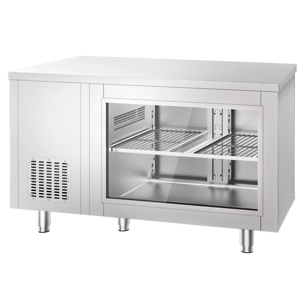 Chladicí stůl - 1400x700x850 mm - 281 l - se skleněným čelem - s 2 dveřmi