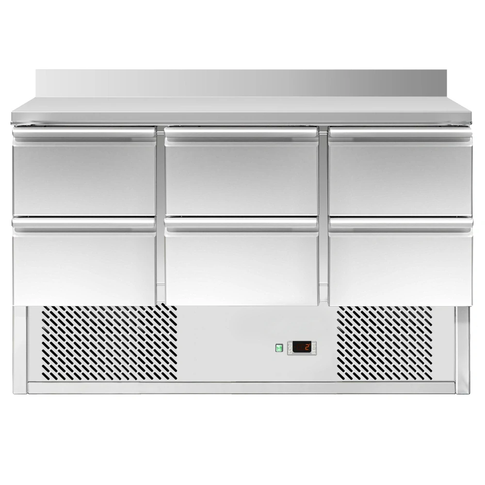 Chladicí stůl ECO - 1365x700 mm - se 6 zásuvkami - zadní lištou