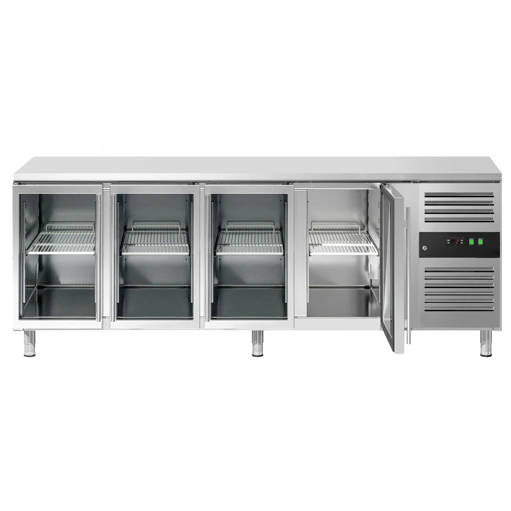Chladicí stůl ECO - 2200x700 mm - Se 4 skleněnými dveřmi