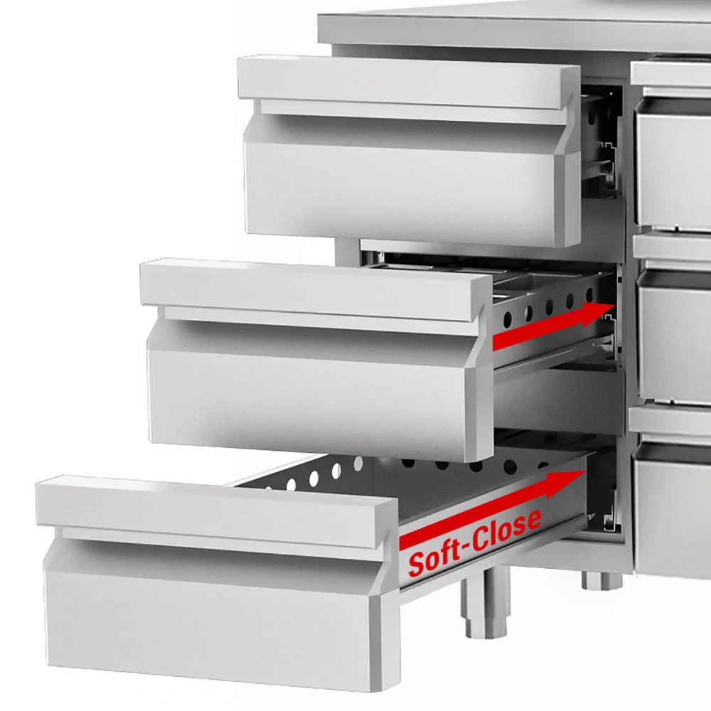 Chladicí stůl PREMIUM - 1400x700 mm - 1 dveře - 3 zásuvky