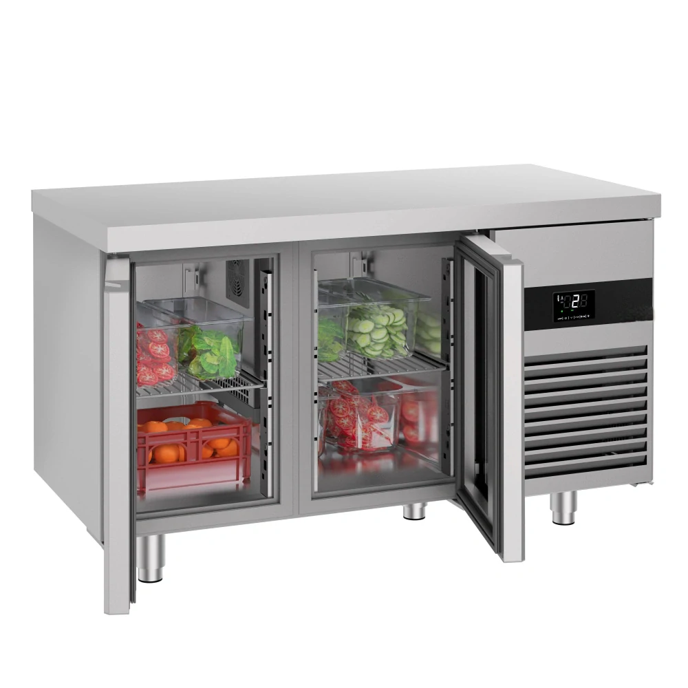 Chladicí stůl PREMIUM - 1400x700 mm - 2 skleněné dveře
