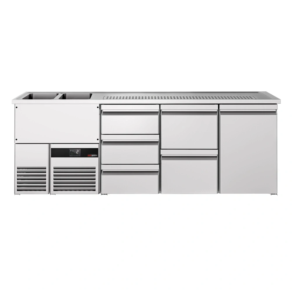 Výčepní pult PREMIUM - 2500x700 mm - 1 dveře & 5 zásuvek