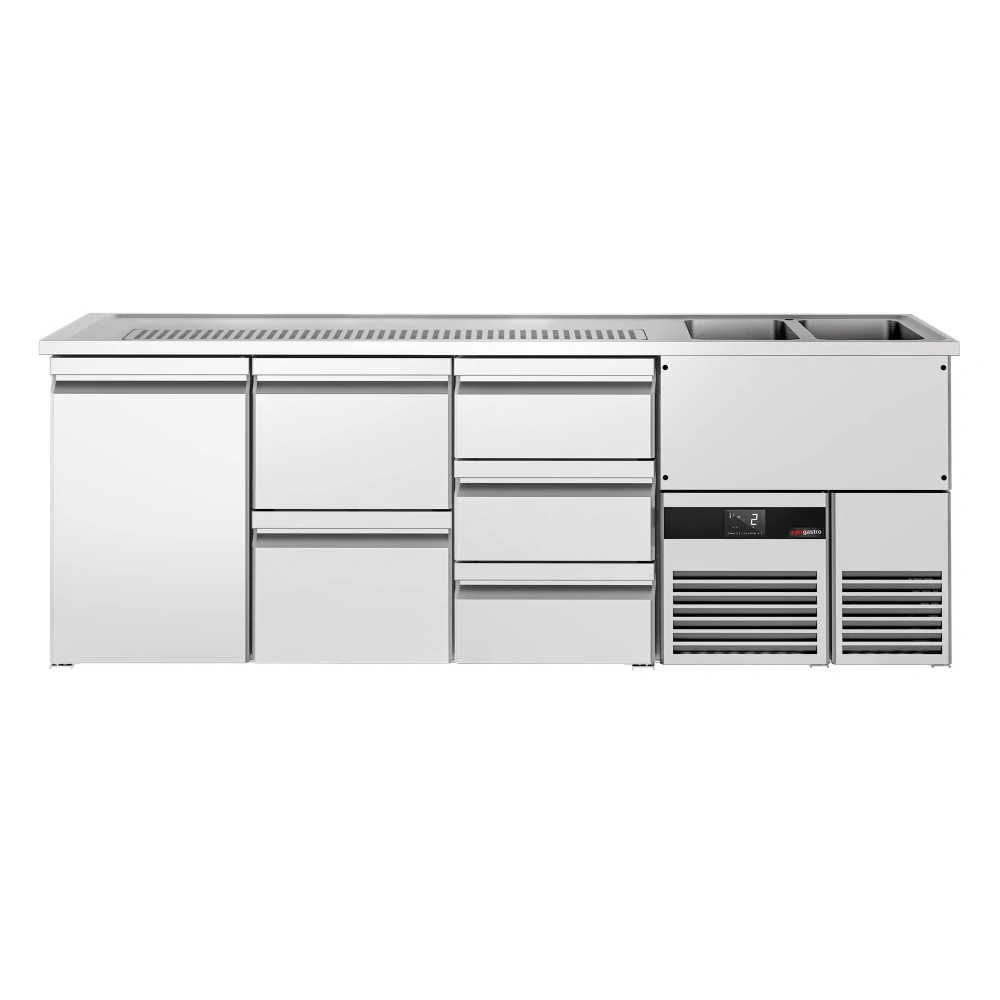Výčepní pult PREMIUM - 2500x700 mm - 1 dveře & 5 zásuvek