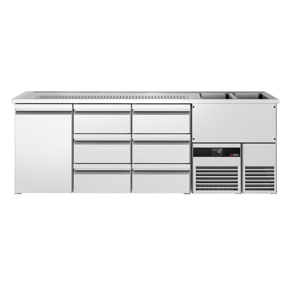 Výčepní pult PREMIUM - 2500x700 mm - 1 dveře & 6 zásuvek