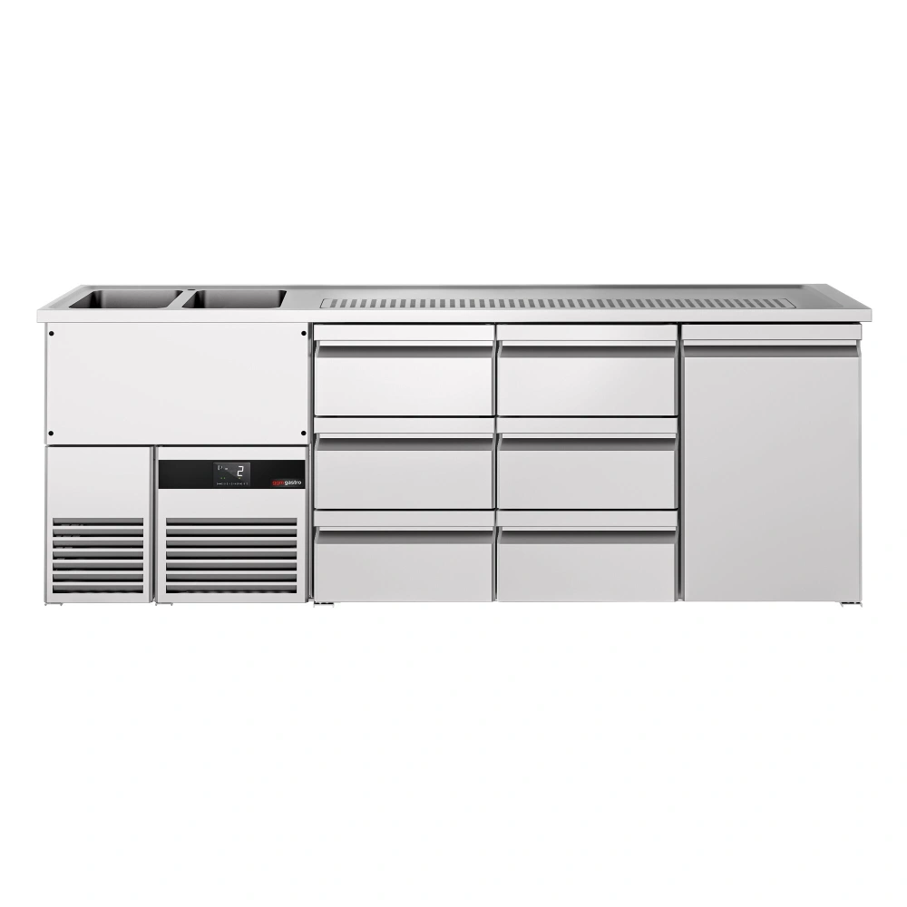Výčepní pult PREMIUM - 2500x700 mm - 1 dveře & 6 zásuvek