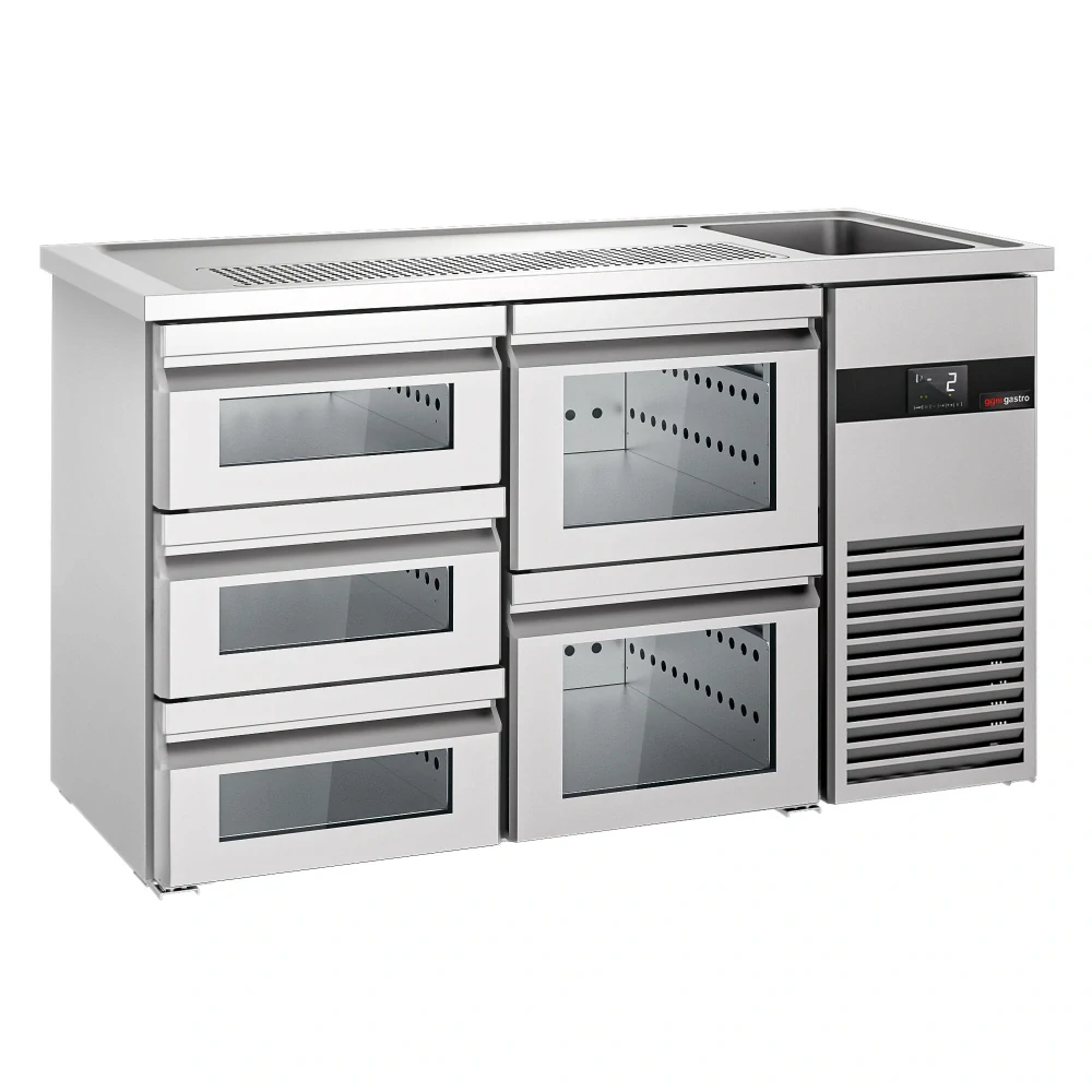 Výčepní pult PREMIUM - 1550x700 mm - 5 skleněných zásuvek