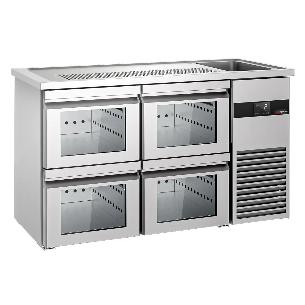 Výčepní pult PREMIUM - 1550x700 mm - 4 Skleněné zásuvky